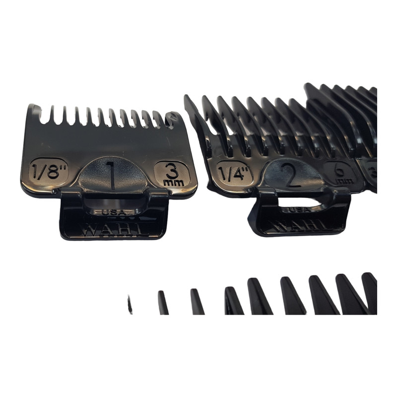 Genuine Wahl Clipper Guide Comb Guard Set #1 to #8 1/8th inch 3mm - 1 inch 25mm gallery