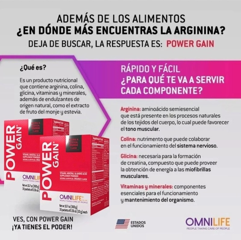 Power Gain / Power Maker Box with 30 packets 300 g. ( 2 Box ) Omnilife gallery