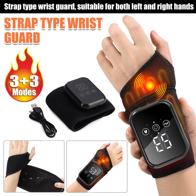 Heated Wrist Hand Massager 3 Vibration & 3 Hot Compression Therapy Pain Relief