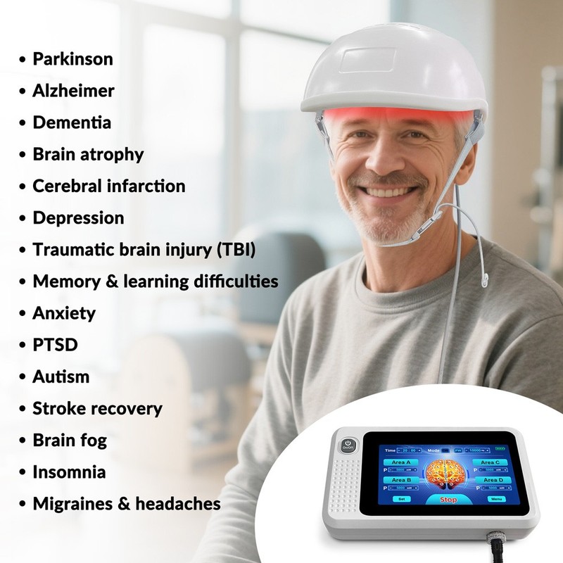 PBM Helmet 448pcs 810nm NIR Light Therapy Alzheimer Anxiety 4 Zones, Touchscreen gallery