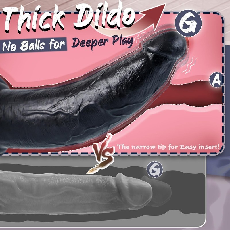12 Inch Big Black Dildo Vibrator with No Balls, 2.93'' Diameter Huge Thick Vibra gallery