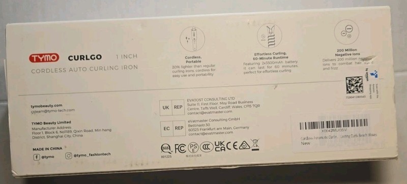 TYMO CURLGO Cordless Auto Curling Iron 1” Pink Rechargeable NEW Open Box gallery