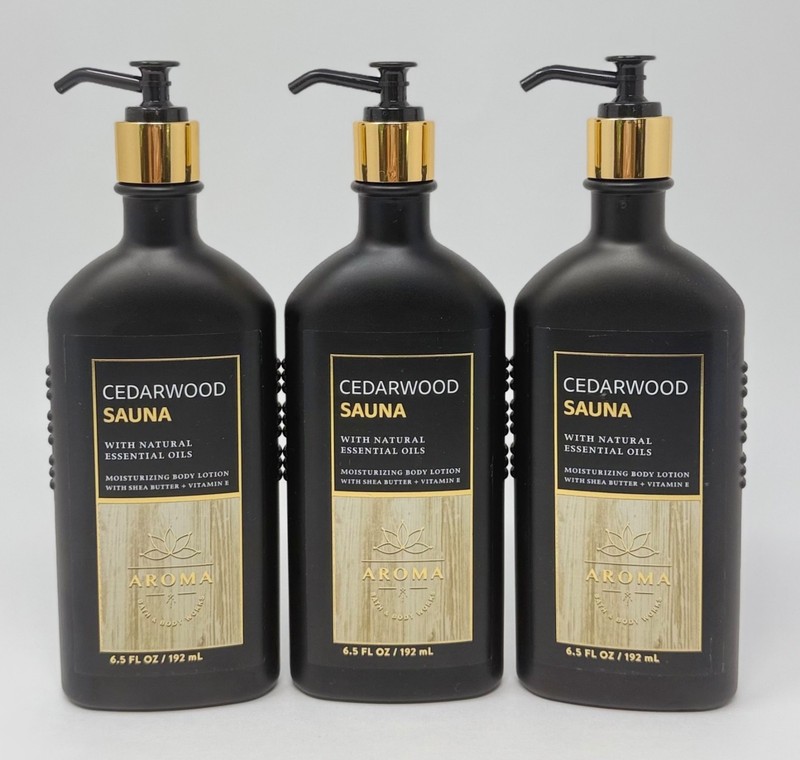 3 BATH & BODY WORKS AROMATHERAPY CEDARWOOD SAUNA MOISTURIZING LOTION CREAM PUMP