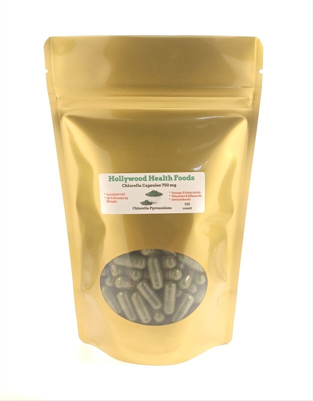 Chlorella Pyrenoidosa 60 Capsules 750 mg Omega 3 Protein Blue Green Algae