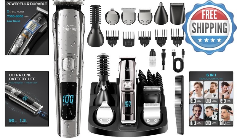 Ultimate Men's Grooming Kit: 19-Piece Beard Trimmer with Self-Sharpening Blades gallery