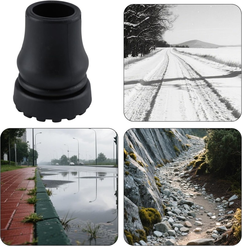 4PCS 3/4" Rubber Cane Tips Heavy Duty Non-Slip Walking Cane Replacement Feet gallery