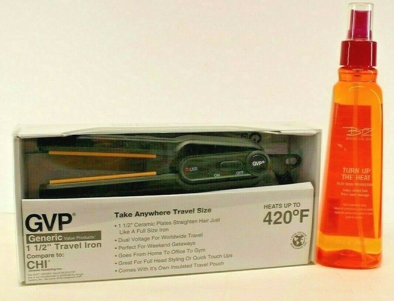 Travel Flat Iron GVP Generic CHI 420F 1 1/2″ Inch Ceramic with Protectant Spray