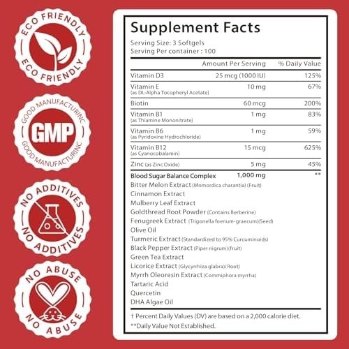 300 Softgels Blood Sugar Complex Supplement | 20+ 300 Count (Pack of 1) gallery