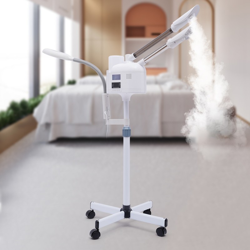 Pro 3 in 1 Facial Steamer 5X Magnifying Lamp Hot& Cold Ozone Machine Spa Salon