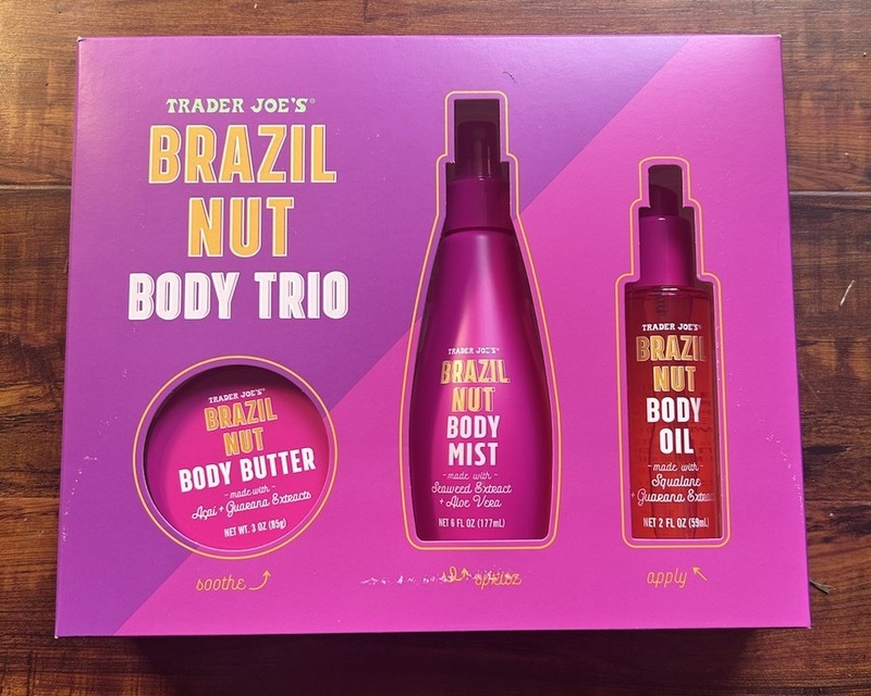 NEW Trader Joe’s Brazil Nut Body Trio Set Body Butter/Body Mist/Body Oil