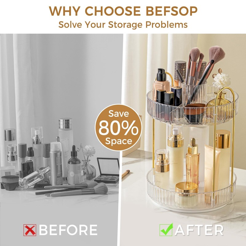 360° Rotating Makeup Organizer, Upgraded 2 Tier Skincare Perfume Organizers f... gallery