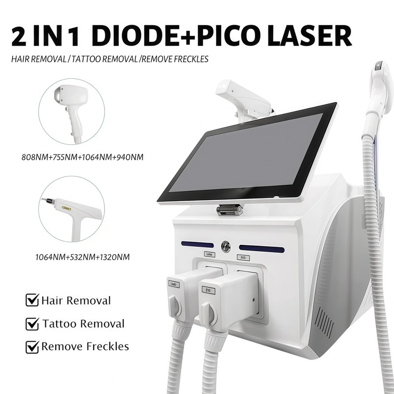 2 IN 1 808nm Diode Laser Hair Removal Nd Yag Pico Laser Tattoo Removal Machine