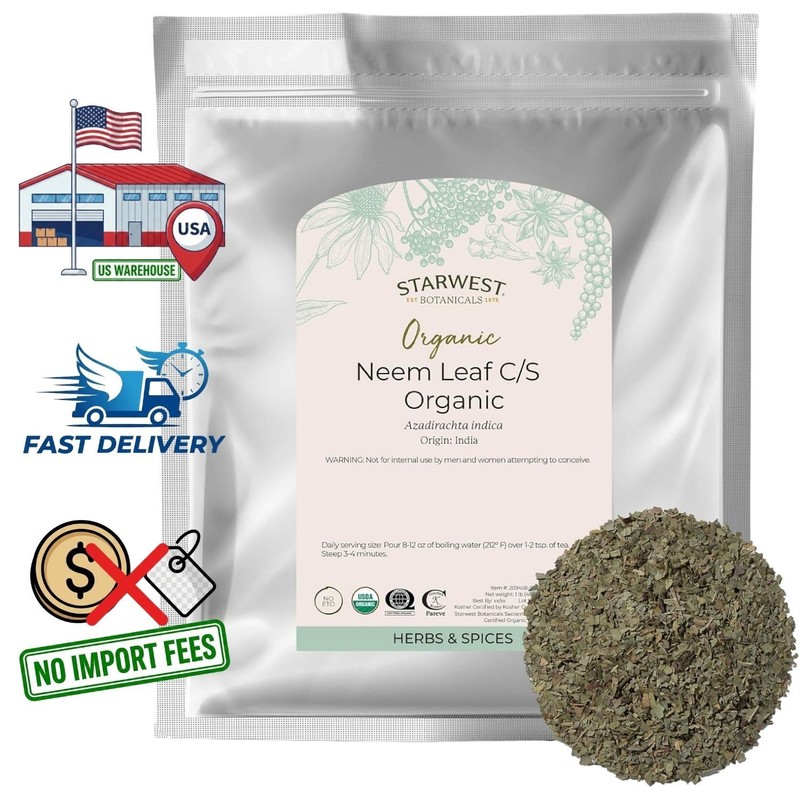 Hoja de Neem Orgánica – Azadirachta Indica – Bolsa de 1 Libra