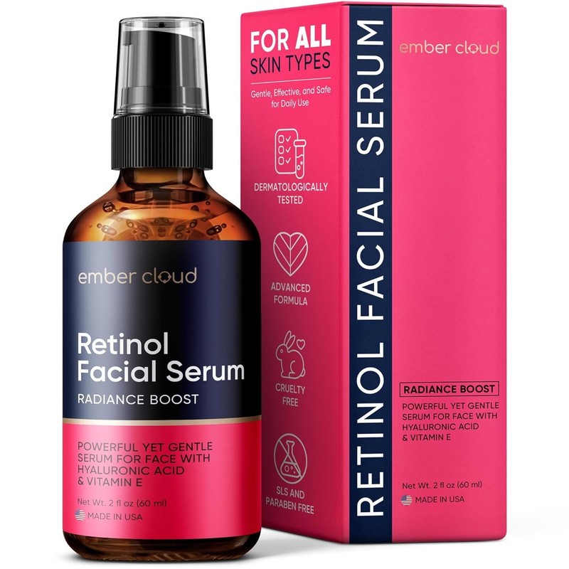 Ember Cloud Retinol Face Serum Anti-aging Wrinkle Vitamin E Hyaluronic Acid 2oz