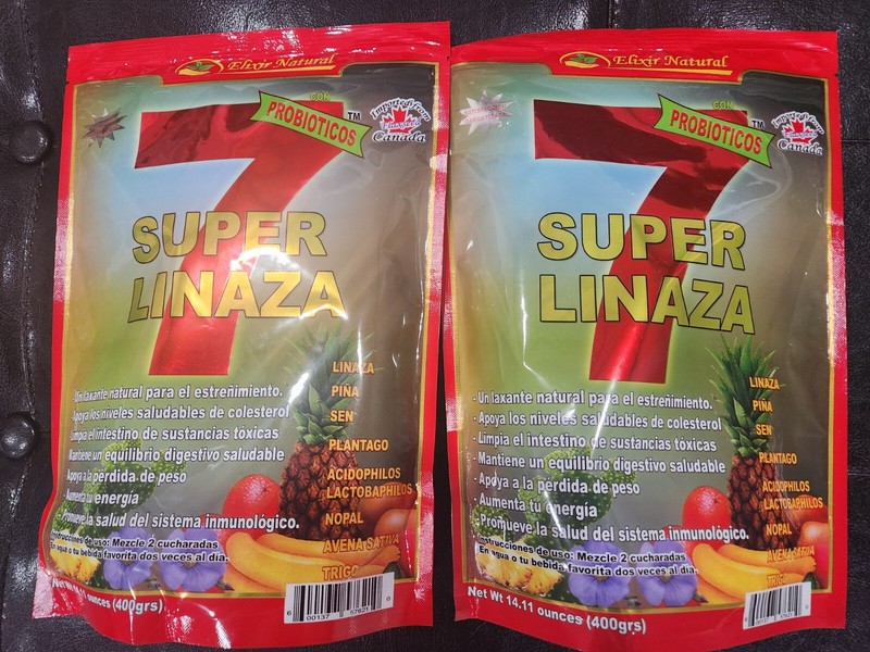 2 PACK 7 PROBIOTICS SUPER LINAZA FOR CONSTIPATION FLAX SEED 14 OZ EACH 06/2028