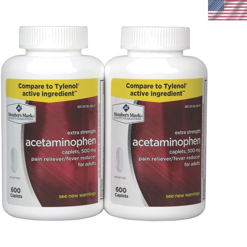 Member’s Mark 500mg Acetaminophen Extra Strength – 1200 Caplets, Pain Relief