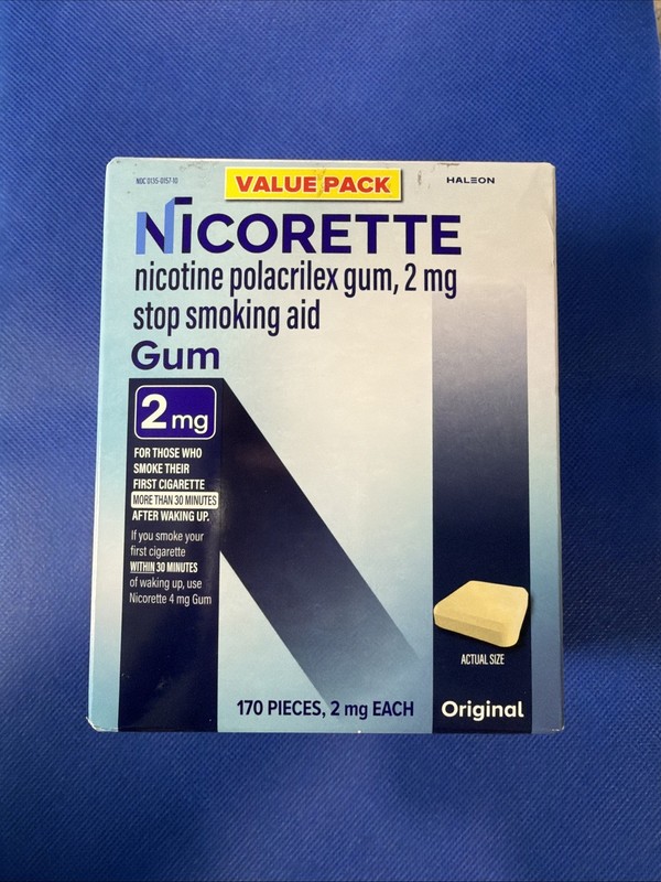 Nicorette 2mg Stop Smoking Aid Nicotine Gum, Original – 170 Count Exp 09/2027