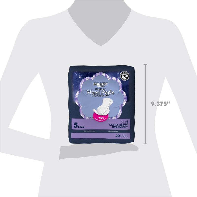 Equate Overnight Maxi Pads with Flexi-Wings, Extra Heavy Overnight Absorbency gallery