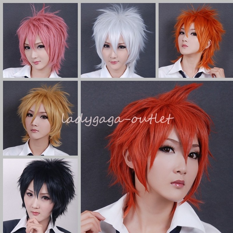 Men Male Boys Short Full Wig Anime Cosplay Costume Party Synthetic Hair Wig zy48 gallery
