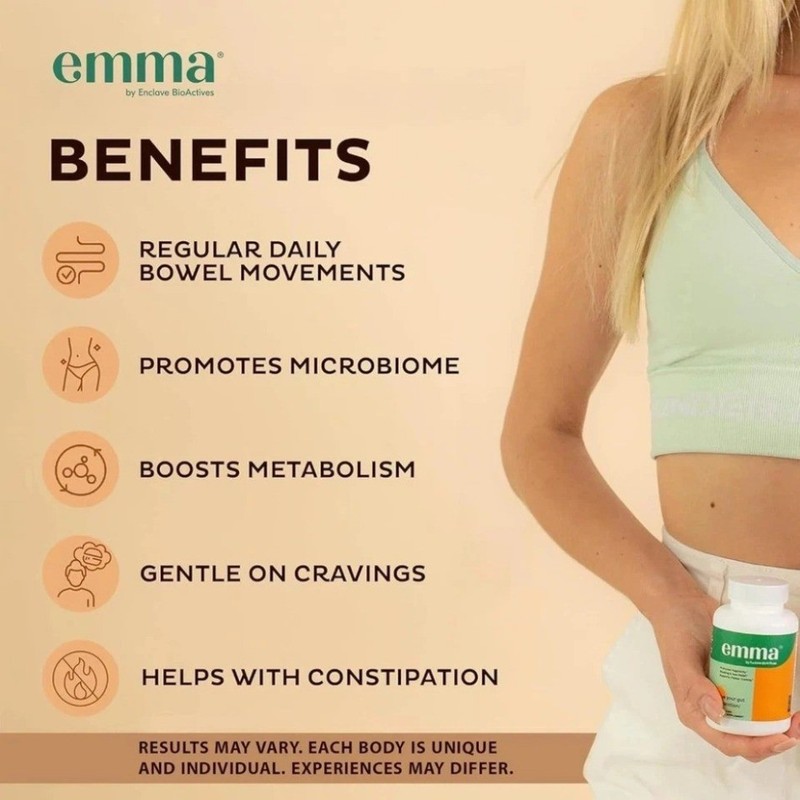 Emma Gut Health Digestive Support Bloating Relief 60 Caps - 1/2/3 Bottles gallery