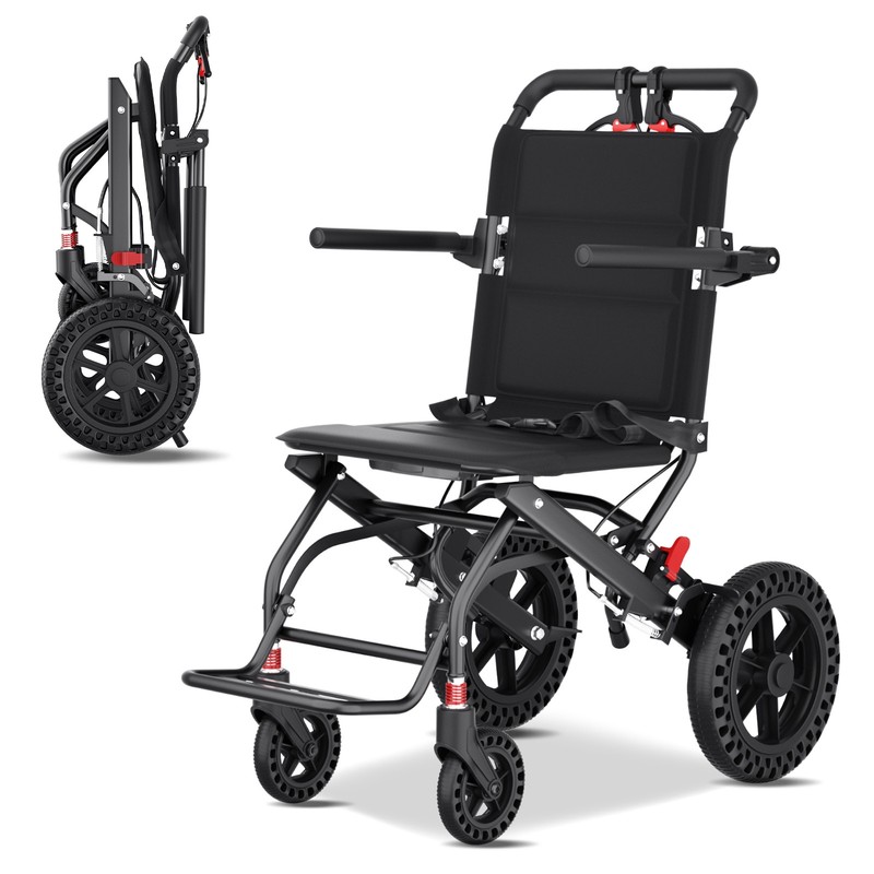 Lightweight Folding Portable Transport Wheelchair With Hand Brake Weight 16lbs gallery