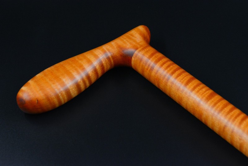 Cane Walking stick DARKENED CURLY MAPLE wood men’s women’s Fine Woodwork #3