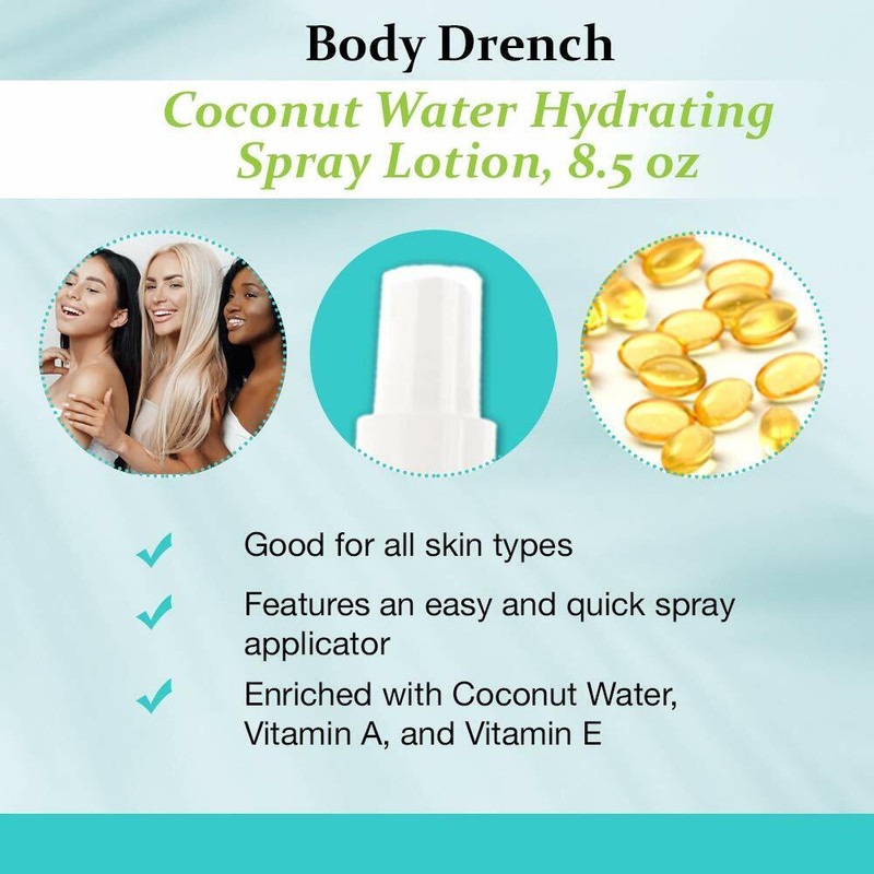 Body Drench Coconut Water Hydrating Spray Lotion for All Skin Types, 8.5 fl oz gallery