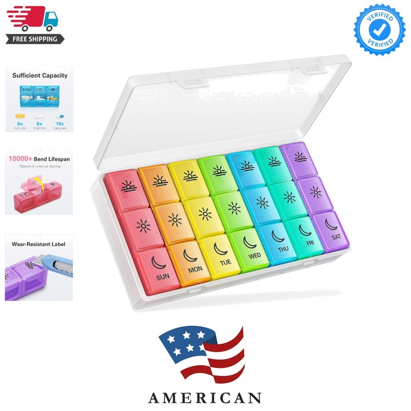 Pill Organizer 3 Times a Day, Weekly Pill Organizer 3 Times a Day, 7 Day Pill…