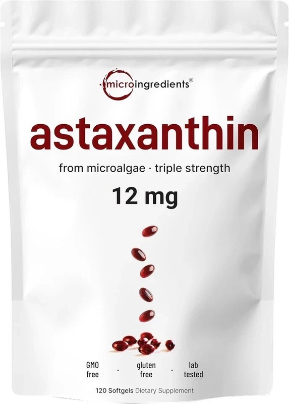 12mg Natural Astaxanthin 120 Softgels Micro Ingredients Easy Swallow