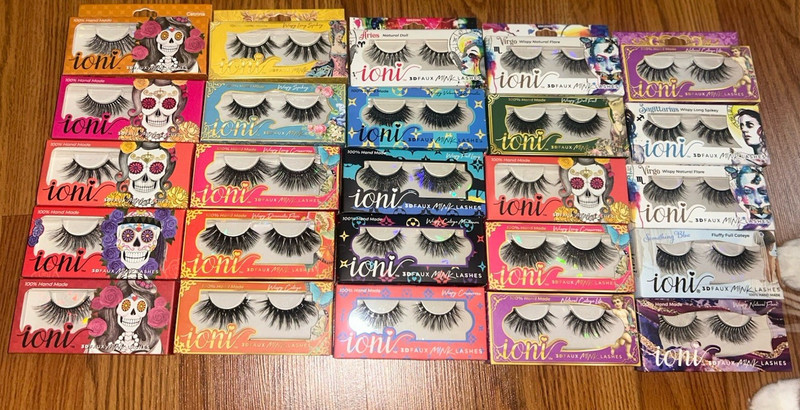 25 pack ioni 3D Faux Mink Strip Eyelashes Lot Long Handmade Natural Full Volume