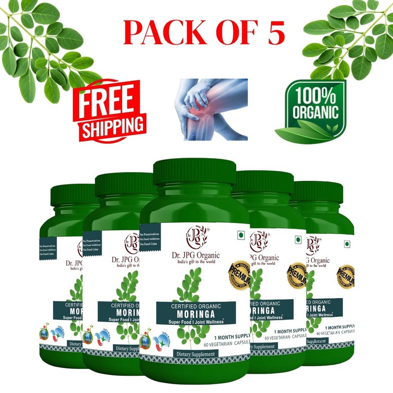 DR. JPG Orga.nic Foods & Herbals Moringa Capsules 60 Veg Caps Pack of 5