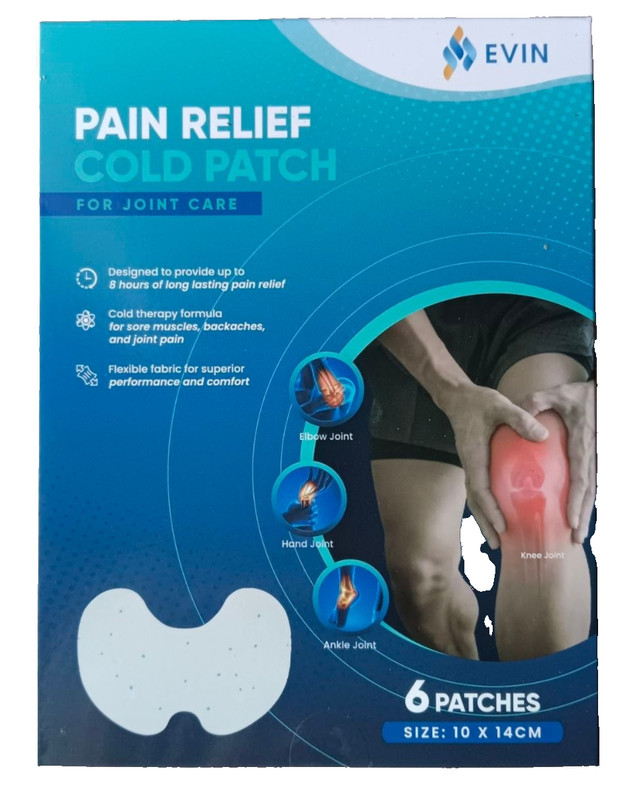 Evin Pain Relief Cold Patch Joint Care 6 Patch Cooling Gel Hydrogel Sore Muscle
