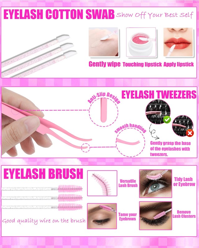 30D+40D+50D+60D+80D+100D+150D+200D+300D Lash Clusters Kit with 2X Bond and Se... gallery