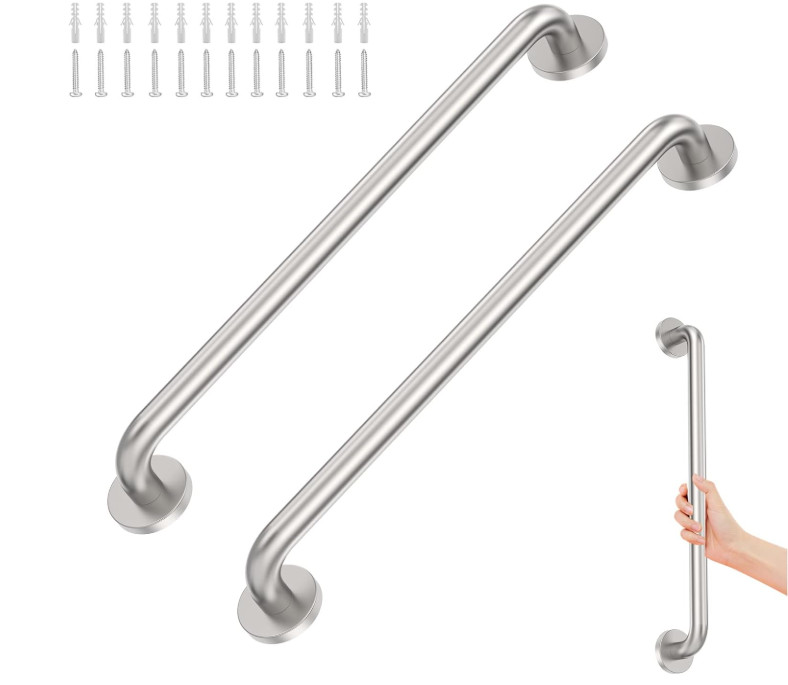 2 barras de apoyo ducha 24” acero inox 304, 500 lbs, seguras y duraderas