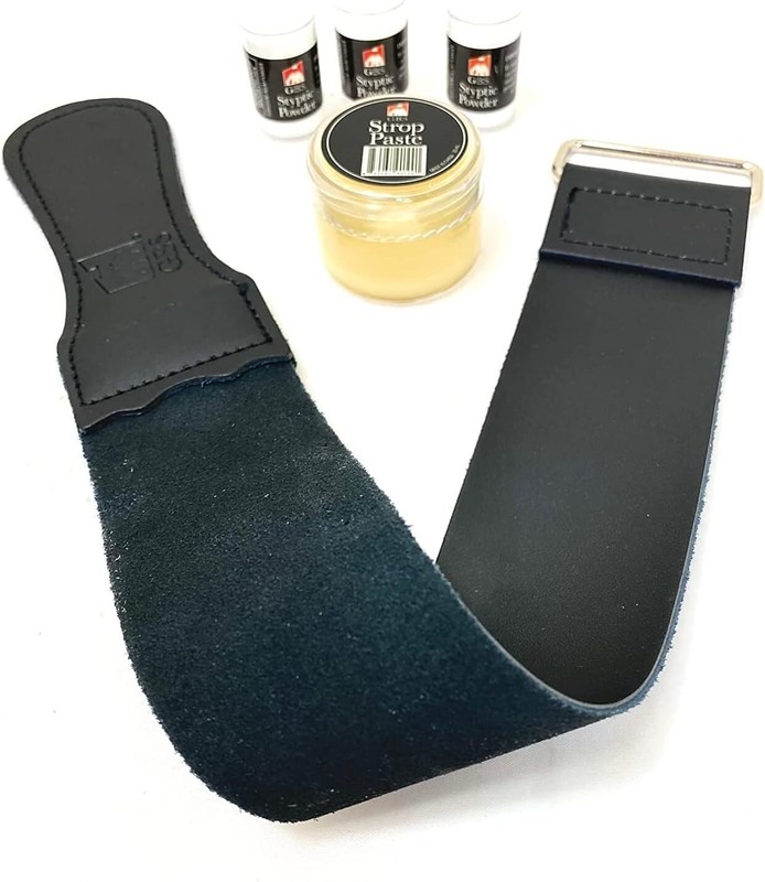 G.B.S Razor Knife Sharpening Honing Kit – Strop, Leather balm and Styptic Powder