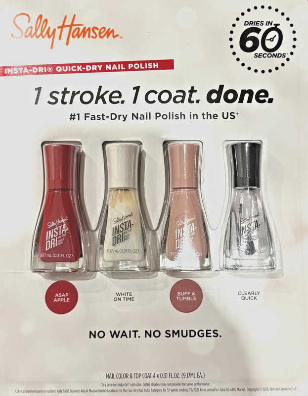 4X SALLY HANSEN INSTA DRI QUICK DRY NAIL POLISH -4 PIECES DRIES IN 60 SECONDS