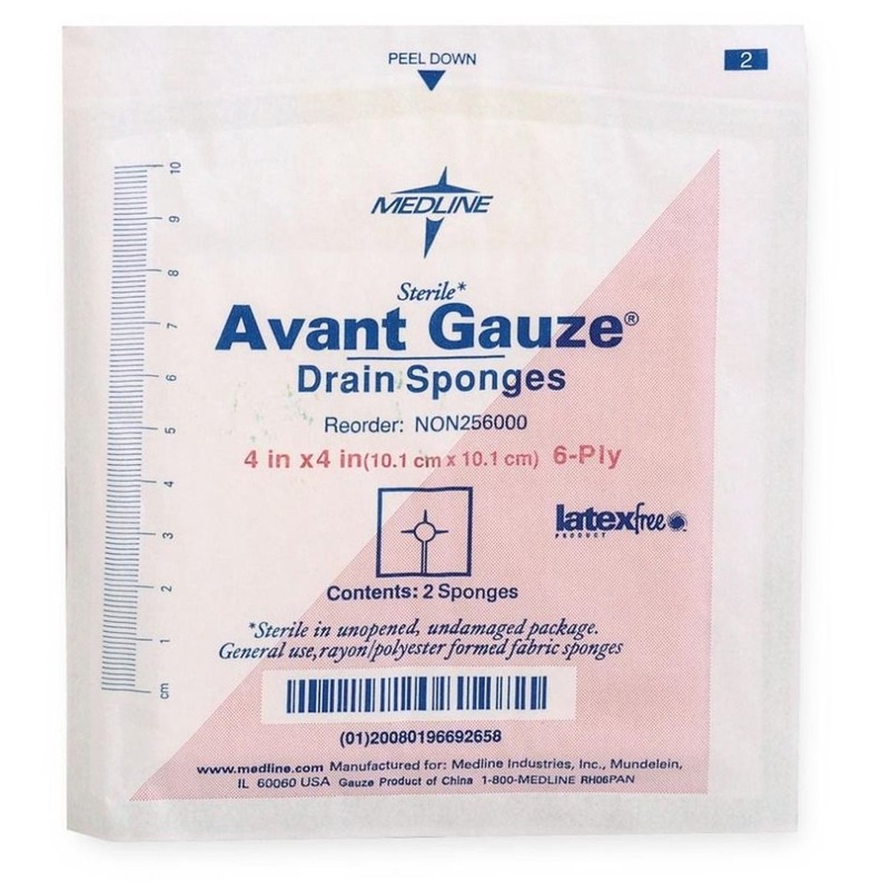 Avant Gauze Drain Sponge Sterile 2’s 4″ x 4″ 6-Ply BX of 25