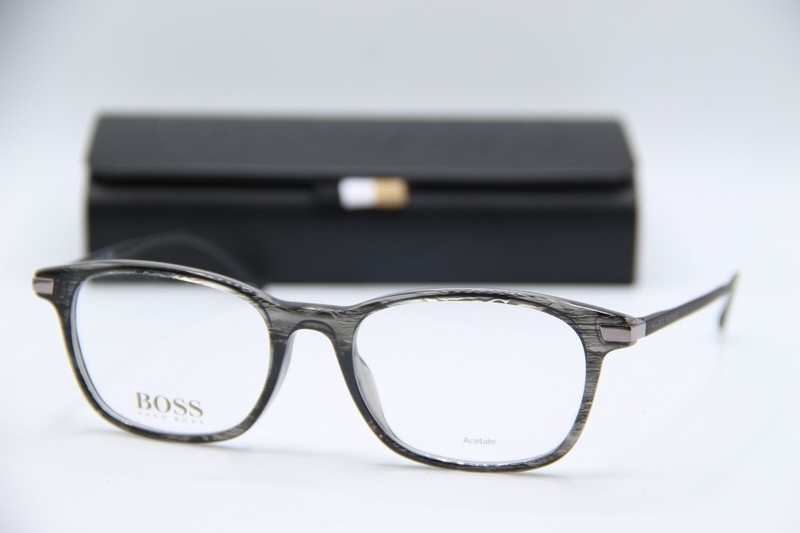 NEW HUGO BOSS 0989 PZH CRYSTAL BLACK GREY AUTHENTIC EYEGLASSES W/CASE 51-18