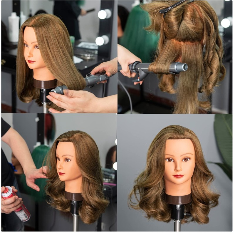 Professional 100% Human Hair Mannequin Head for Hairdressing