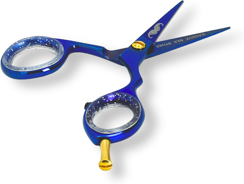 Rounded-Tip Trimming Scissors for Men – Stainless Steel High Carbon Beard, Musta