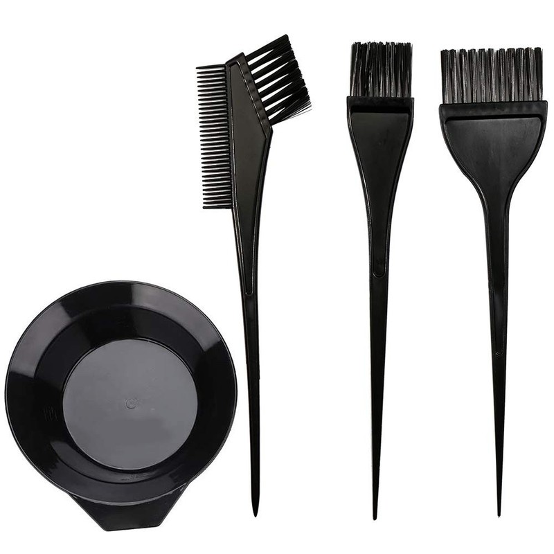 Hair Dye Color Brush and Bowl Set, 4Pcs Brushes Tool Mixing Black