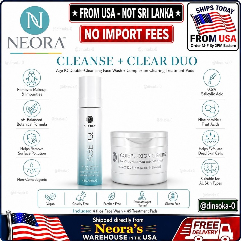 Neora Clear Complexion Combo Face Wash & Treatment Pads set of 2-NEW🚚From USA🚚