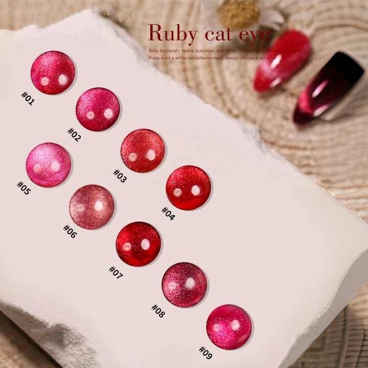 Ruby Cat Eye Gel Polish Set – 9 Colors, SGS/MSDS/CE Certified, UV/LED Soak Off gallery