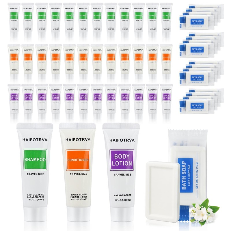 40 Pcs 4-IN-1 Hotel Soaps and Toiletries Bulk Set,4-Piece Set Mini Bulk Trave…