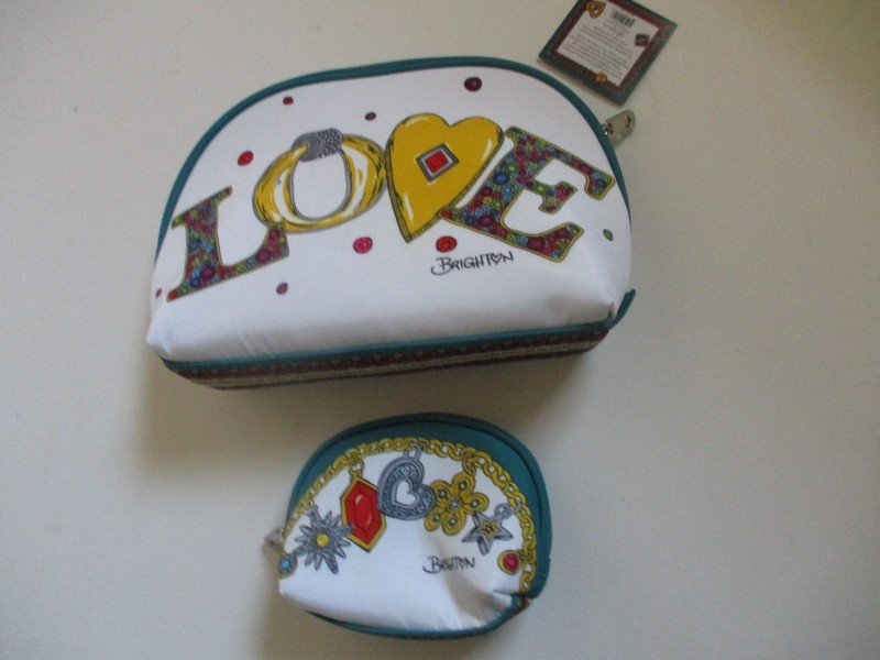 NEW Brighton Charmed LOVE Cosmetic Bags Set Of 2 Two Sizes
