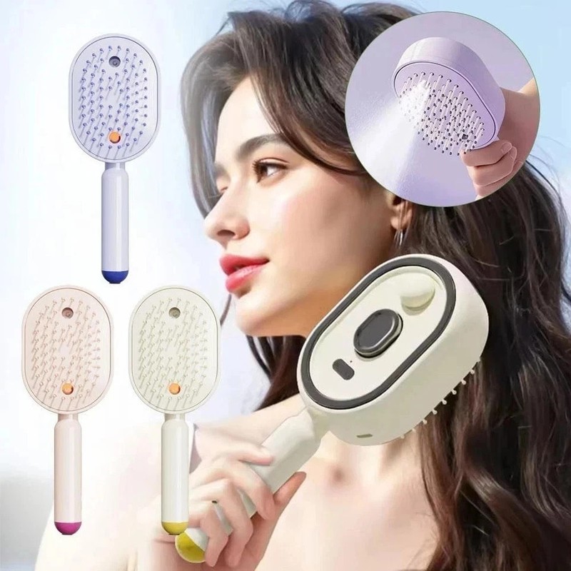 Electric Spray Air Cushion Massage Comb,Self-Cleaning Anti Tangle Electric Brush