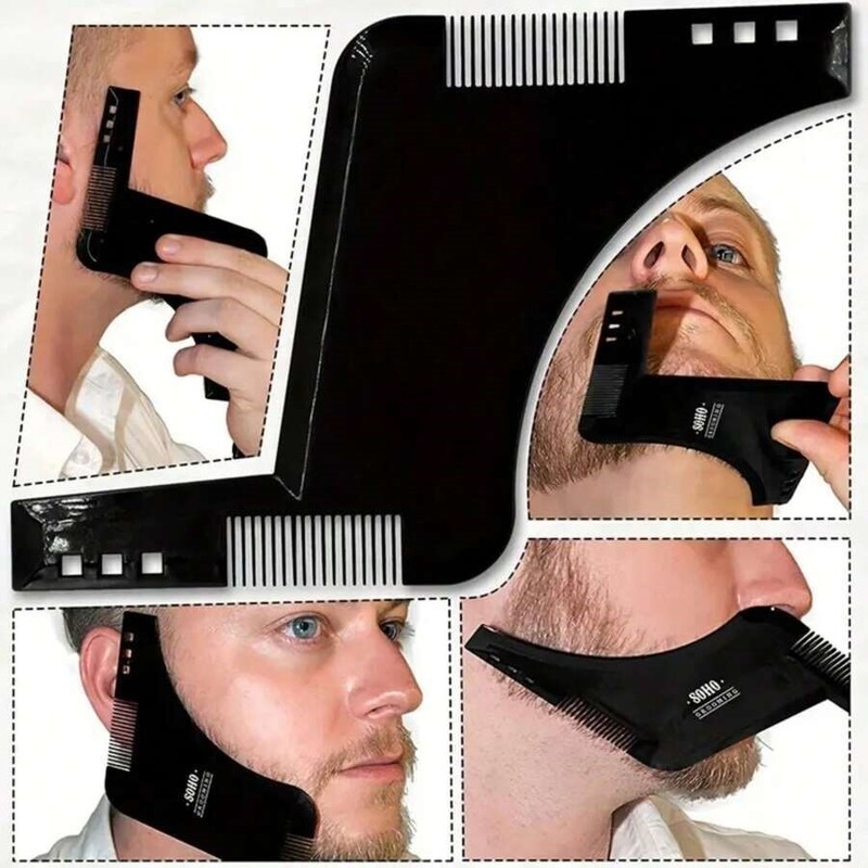 Men’s Beard Styling Shaping Template Comb Barber Tool Line Up Trimming Guide NEW