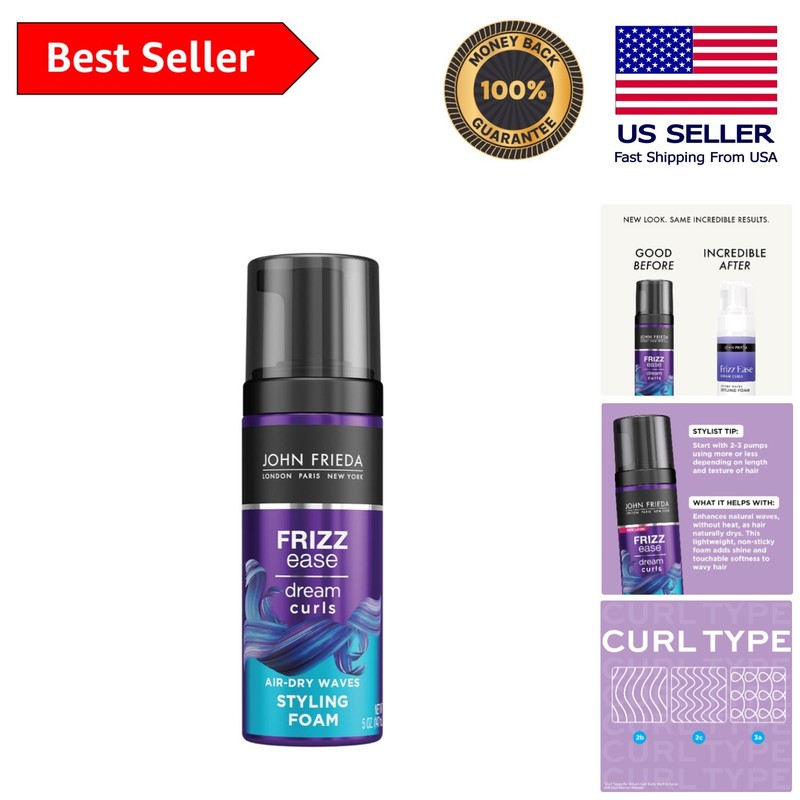 Frizz Ease Dream Curls – Air Dry Waves Mousse, 5 Oz for Defined Natural Curls
