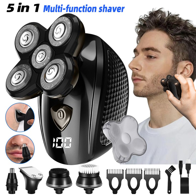 5-in-1 Rotary Electric Shaver Bald Head Hair Beard 5D Trimmer Razor Rechargeable gallery