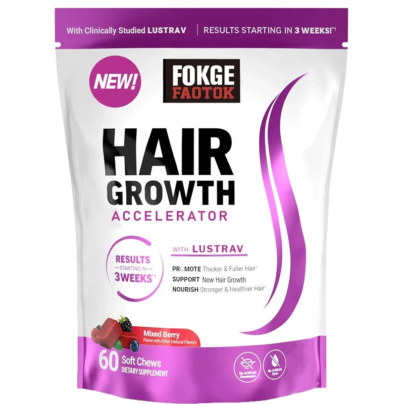 Lustrav Hair Growth Accelerator: 60 Soft Chews, Mixed Berry